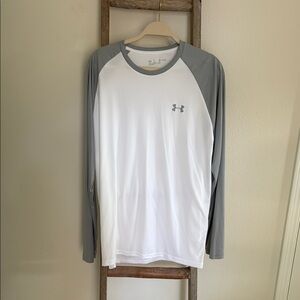 Under Armour Men's White and Gray Long Sleeve Shirt